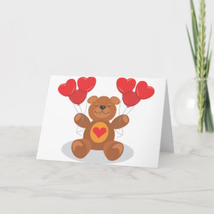 Love Bear Valentine's Day Stuffed Animal Hearts Holiday Card