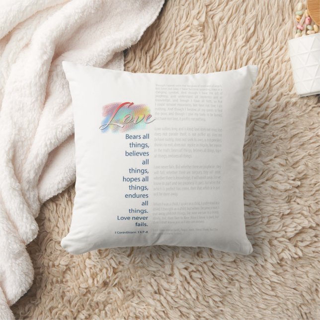 Love Bears All Things 1 Corinthians 13 Bible Verse Cushion (Blanket)