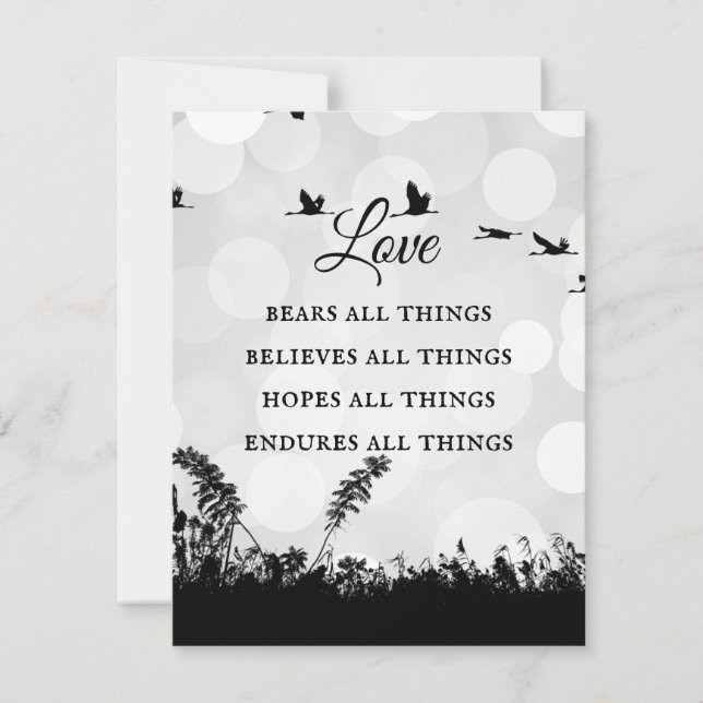 Love Bears All Things Black Silhouette Quotes Holiday Card (Front)
