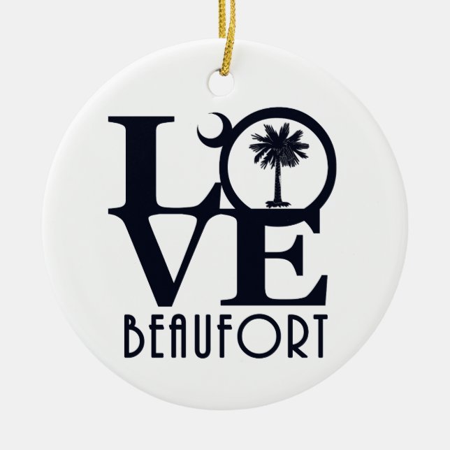 LOVE Beaufort SC Ceramic Tree Decoration (Front)