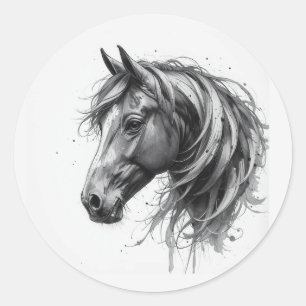 Love Beautiful Fresian Horse Animal Art Classic Round Sticker