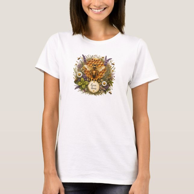 Love Bees Honey Bee T-Shirt gift (Front)