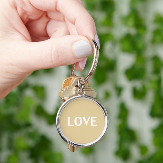 Love - beige, camel, white minimalist keychain (Hand)