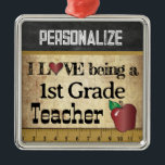 Love being a 1st Grade Teacher | Vintage Metal Tree Decoration<br><div class="desc">First Grade School Teacher Christmas Ornament ready for you to personalise. ⭐This Product is 100% Customisable. Graphics and / or text can be added, deleted, moved, resized, changed around, rotated, etc... 99% of my designs in my store are done in layers. This makes it easy for you to resize and...</div>
