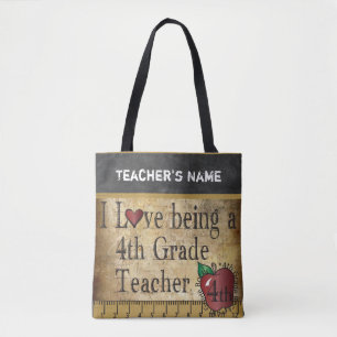 Love Being a 4th Grade Teacher DIY Name Tote Bag