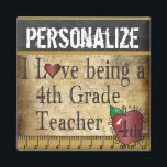 Love being a 4th Grade Teacher Magnet<br><div class="desc">Unique Vintages School Teacher Magnet ready for you to personalise. ✔NOTE: ONLY CHANGE THE TEMPLATE AREAS NEEDED! 😀 If needed, you can remove some of the text and start fresh adding whatever text and font you like. 📌If you need further customisation, please click the "Click to Customise further" or "Customise...</div>