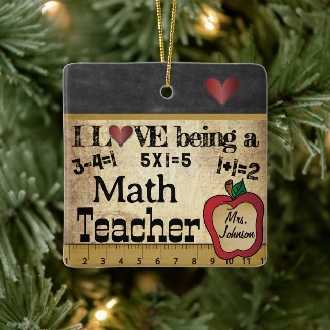 Love being a Math Teacher (Editable)   Ceramic Ornament (Tree)