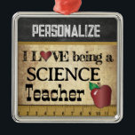 Love being a Science Teacher | Vintage Metal Tree Decoration<br><div class="desc">Vintage Styled Teacher Christmas Ornament ready for you to personalise. ⭐This Product is 100% Customisable. Graphics and / or text can be added, deleted, moved, resized, changed around, rotated, etc... 99% of my designs in my store are done in layers. This makes it easy for you to resize and move...</div>