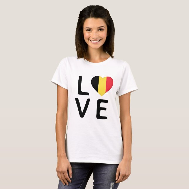 Love - Belgium Flag T-Shirt (Front Full)