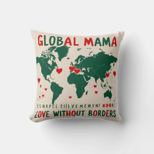 Love Beyond Borders: World Map Mama & Me Design Cushion