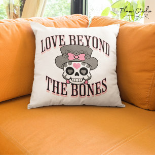 Love Beyond The Bones Valentine Modern Retro Skull Cushion