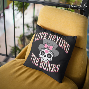 Love Beyond The Bones Valentine Modern Retro Skull Cushion