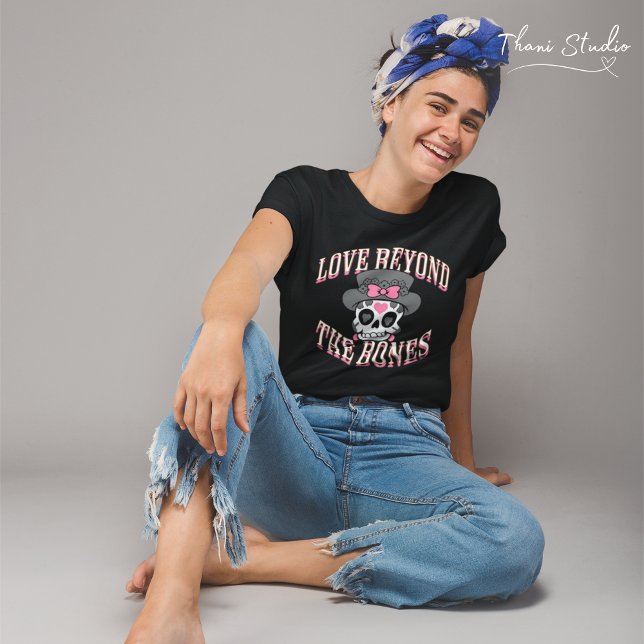 Love Beyond The Bones Valentine Modern Retro Skull T-Shirt (Creator Uploaded)