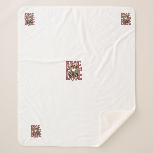 Love Beyond Time – Skeleton Embrace Art Sherpa Blanket (Front)