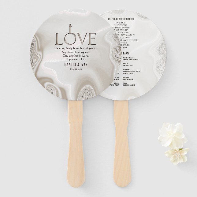 Love Bible Scripture Verse Ephesians 4:2 Hand Fan (Front and Back)
