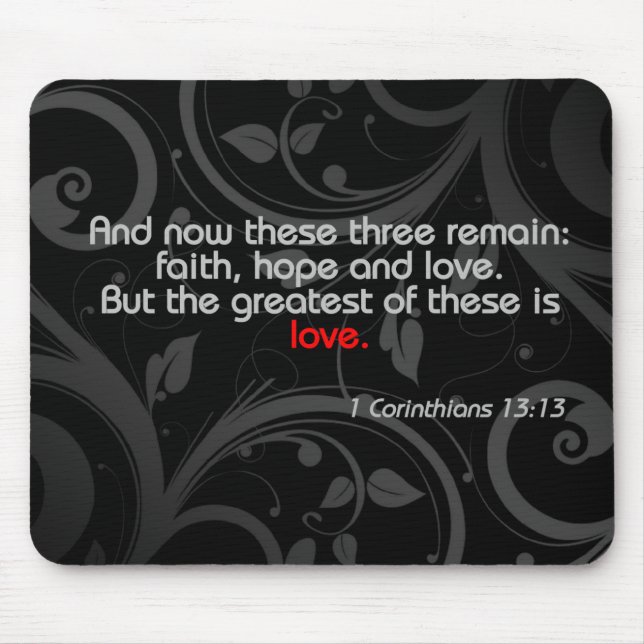 Love Bible Verse, Black/Red Mouse Pad (Front)
