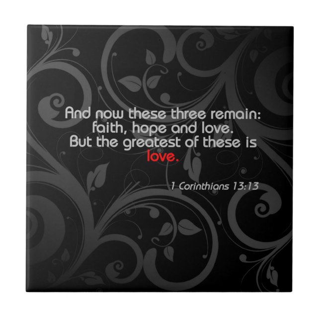 Love Bible Verse, Black/Red Tile (Front)