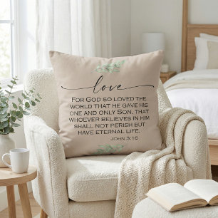 Love Bible Verse from John 3:16 Cushion