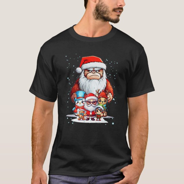 Love Bigfoot Kids Boys Men Women Bigfoot Santa Chr T-Shirt (Front)