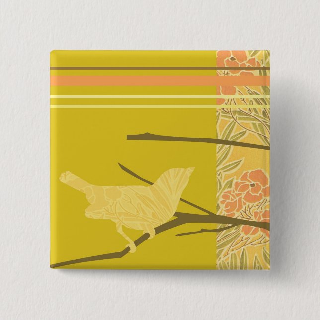 Love Bird 2 Design Botton 15 Cm Square Badge (Front)