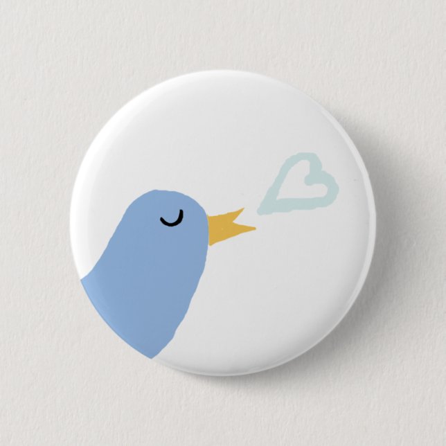 LOVE BIRD 6 CM ROUND BADGE (Front)