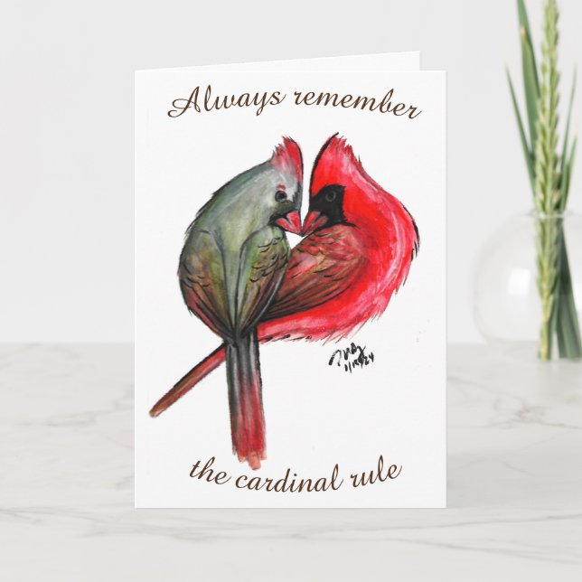 Love Bird Cardinal Rule Valentine's Day Card (Front)