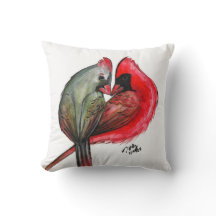 Love Bird Cardinal Throw Pillow