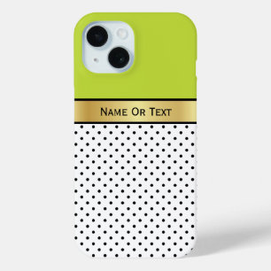 Love Bird Exotic Green: White and Black Polka Dots iPhone 15 Case