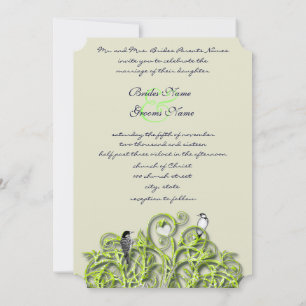 Love Bird Green Swirl Tree Wedding Invitation #2