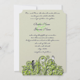Love Bird Green Swirl Tree Wedding Invitation Felt
