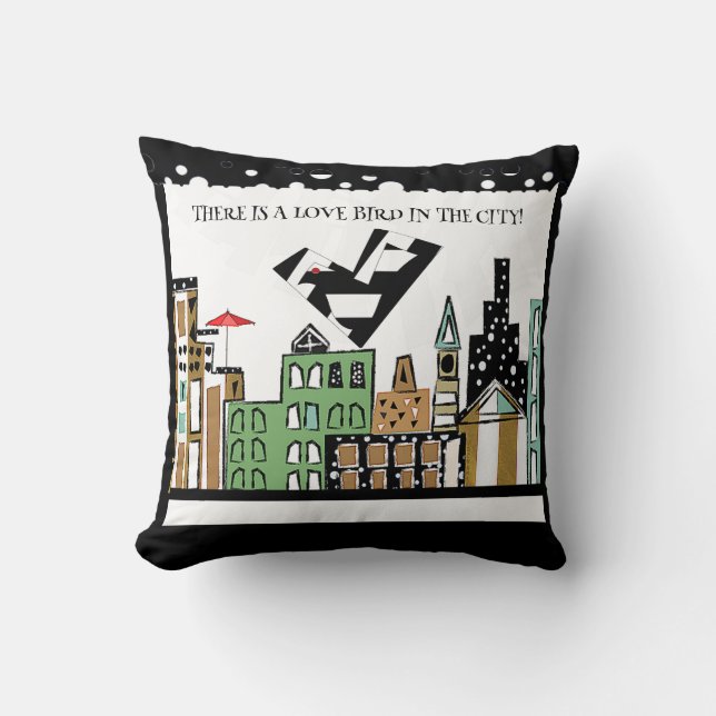 LOVE BIRD IN THE CITY  CUSHION (Front)