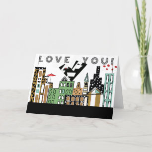 LOVE BIRD IN THE CITY THANK YOU CARD