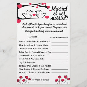 LOVE BIRD MARRIED OR NOT MARRIED SHOWER GAME CARD