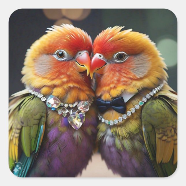 Love bird  square sticker (Front)