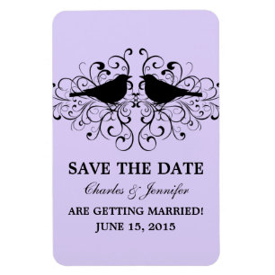 Love Bird Swirls Save the Date Magnet, Lilac Magnet