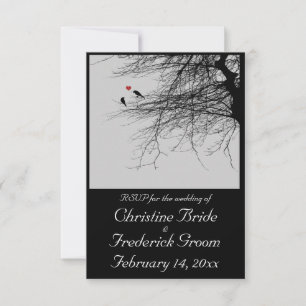 Love Birds, 3.5"x5" wedding rsvp Card