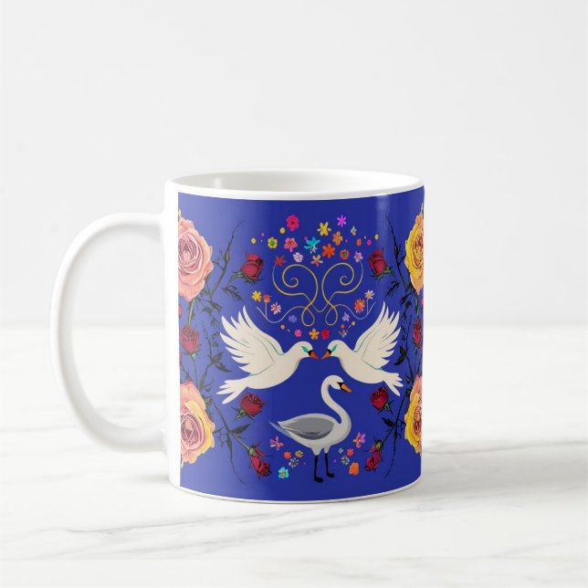 Love birds and a dove scene mug (Left)