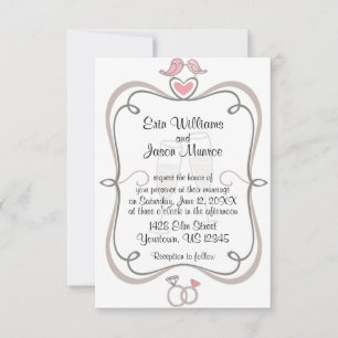 Love Birds and Champagne Invitation