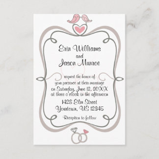 Love Birds and Hearts Invitation