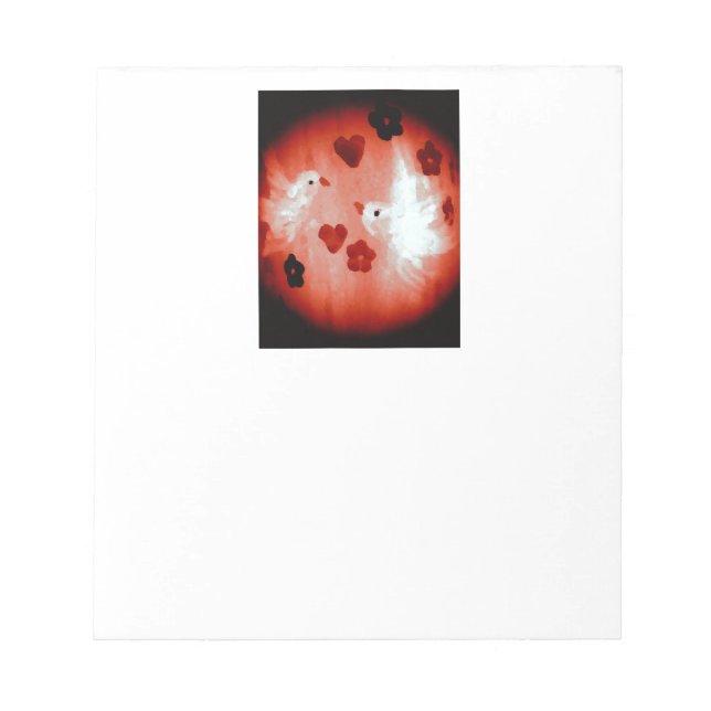 Love Birds Art White Doves Notepad (Front)