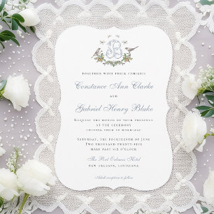 Love Birds "B" Monogram Wedding Invitation