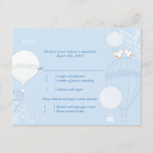 Love Birds Baby Blue Wedding Meal Choice RSVP Invitation Postcard