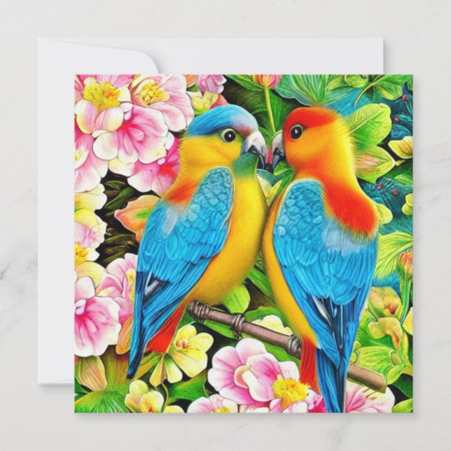 Love Birds Beautiful color  Invitation (Front)