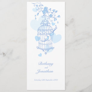 Love birds blue spring wedding program programme