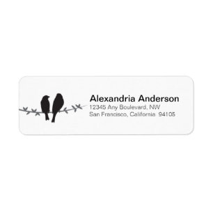 Love Birds Branch Return Address Labels (black)