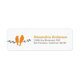 Love Birds Branch Return Address Labels (orange)