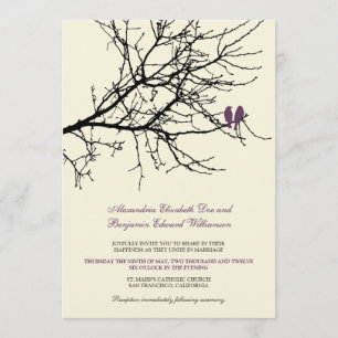 Love Birds Branch Wedding Invitation (plum)