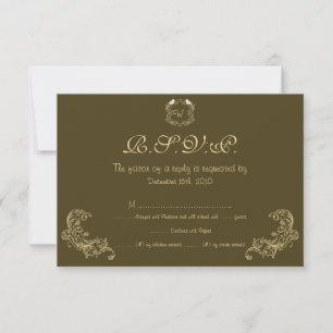 Love Birds Brown/Creme Wedding RSVP Card