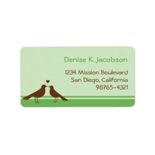 Love birds brown green stripe custom mailing label