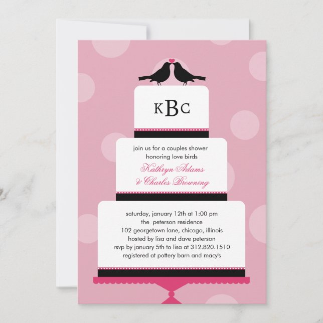 Love Birds Cake Wedding Shower Invitation (Front)